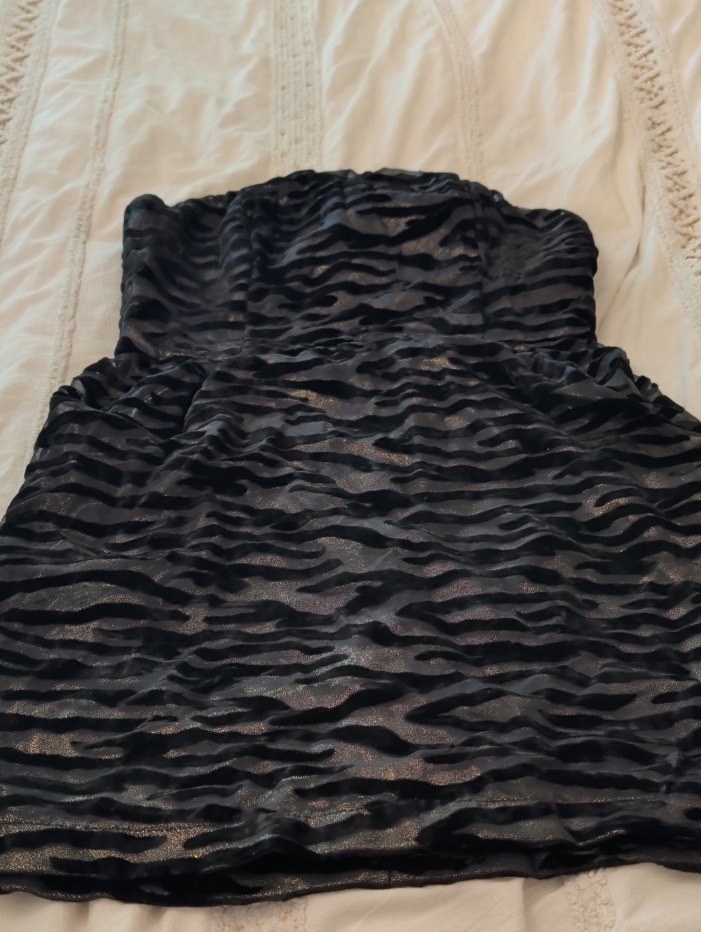 Strapless Black Zebra-Print Party Dress